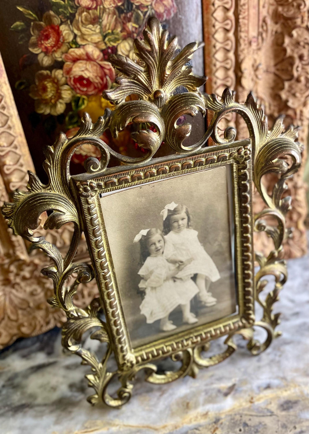 Antique Victorian Rococo Brass Frame