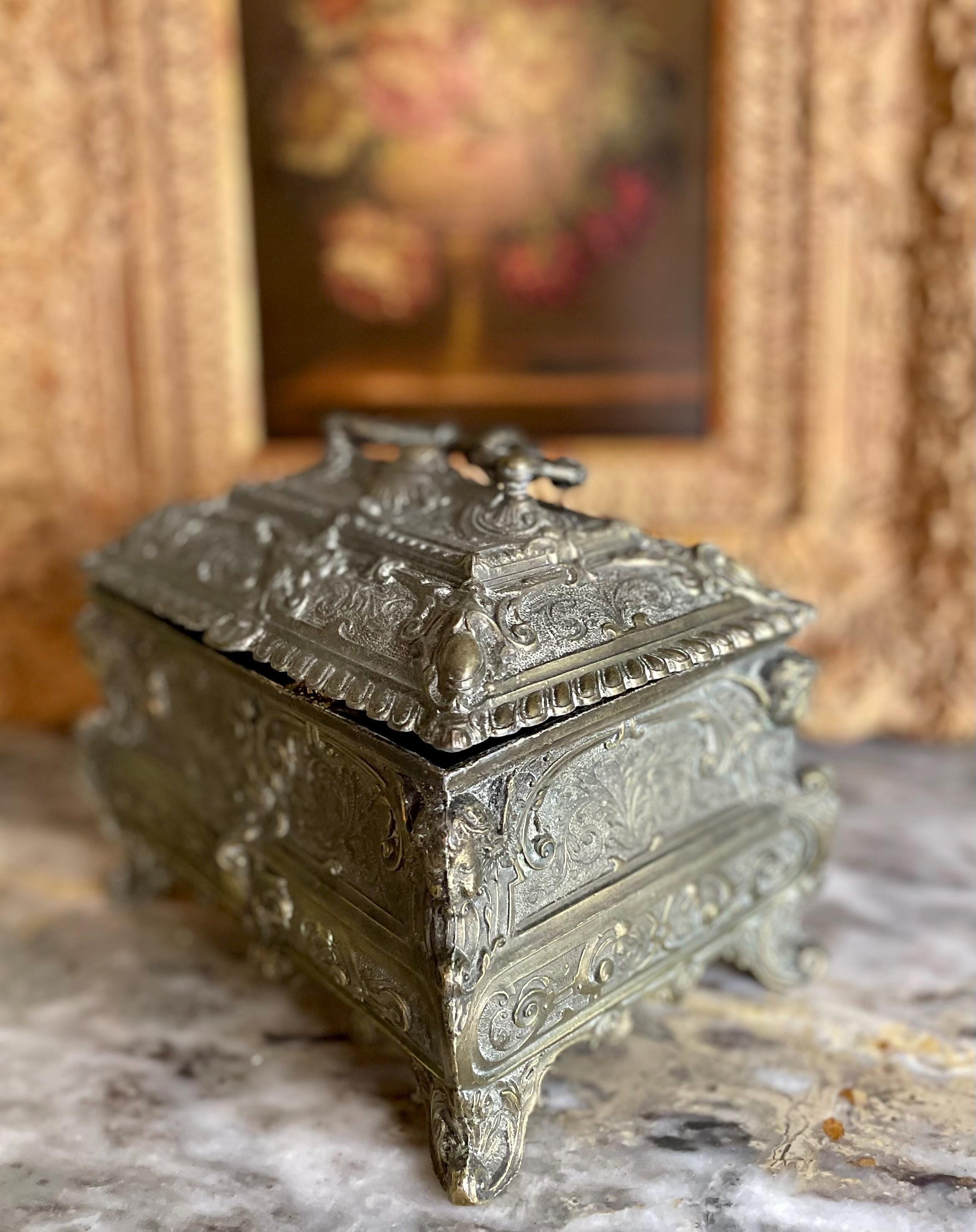 Antique Silver Plated Jewelry Box