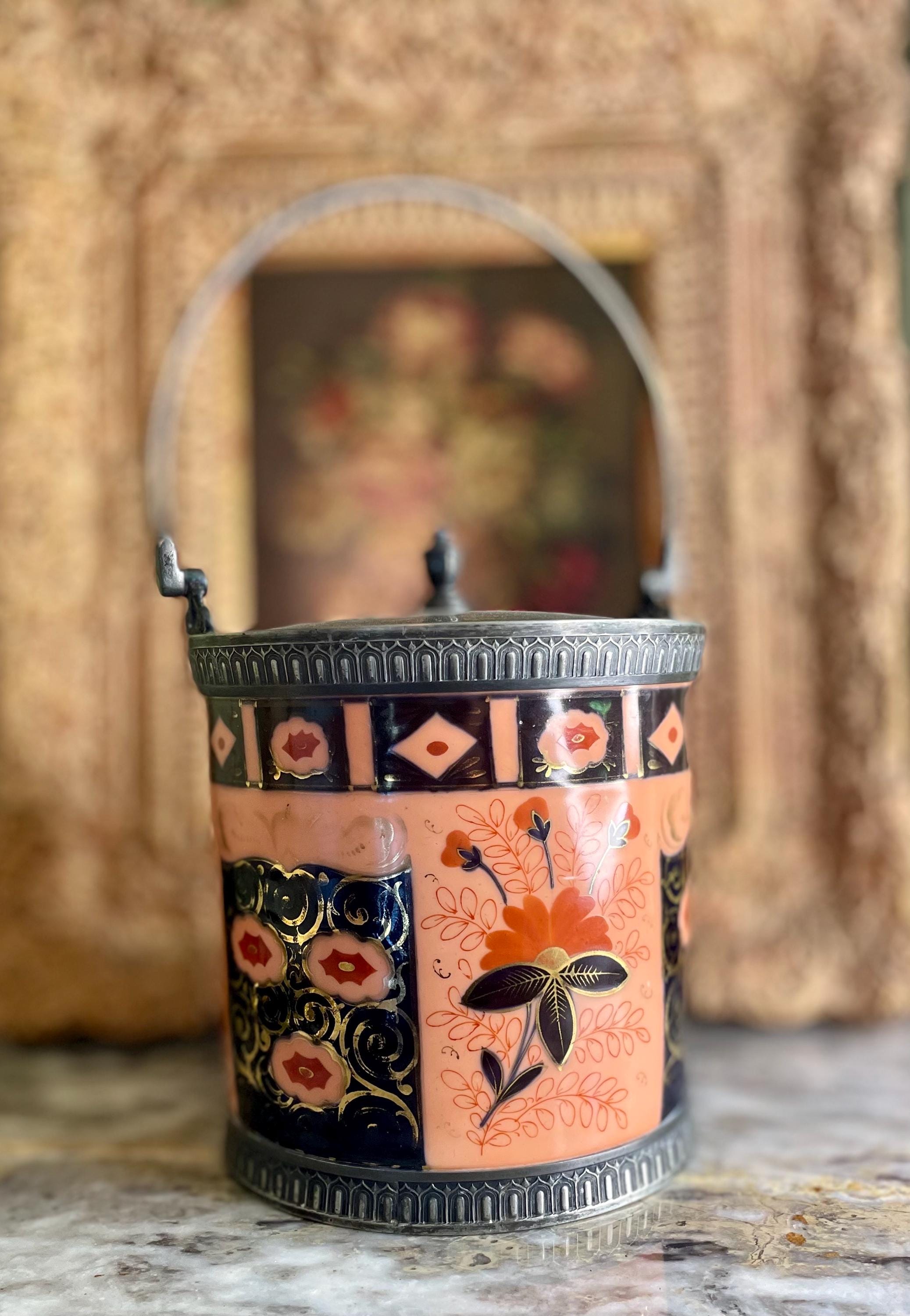 Vintage Schoenau Bros. German Porcelain Imari Biscuit Jar with Lid