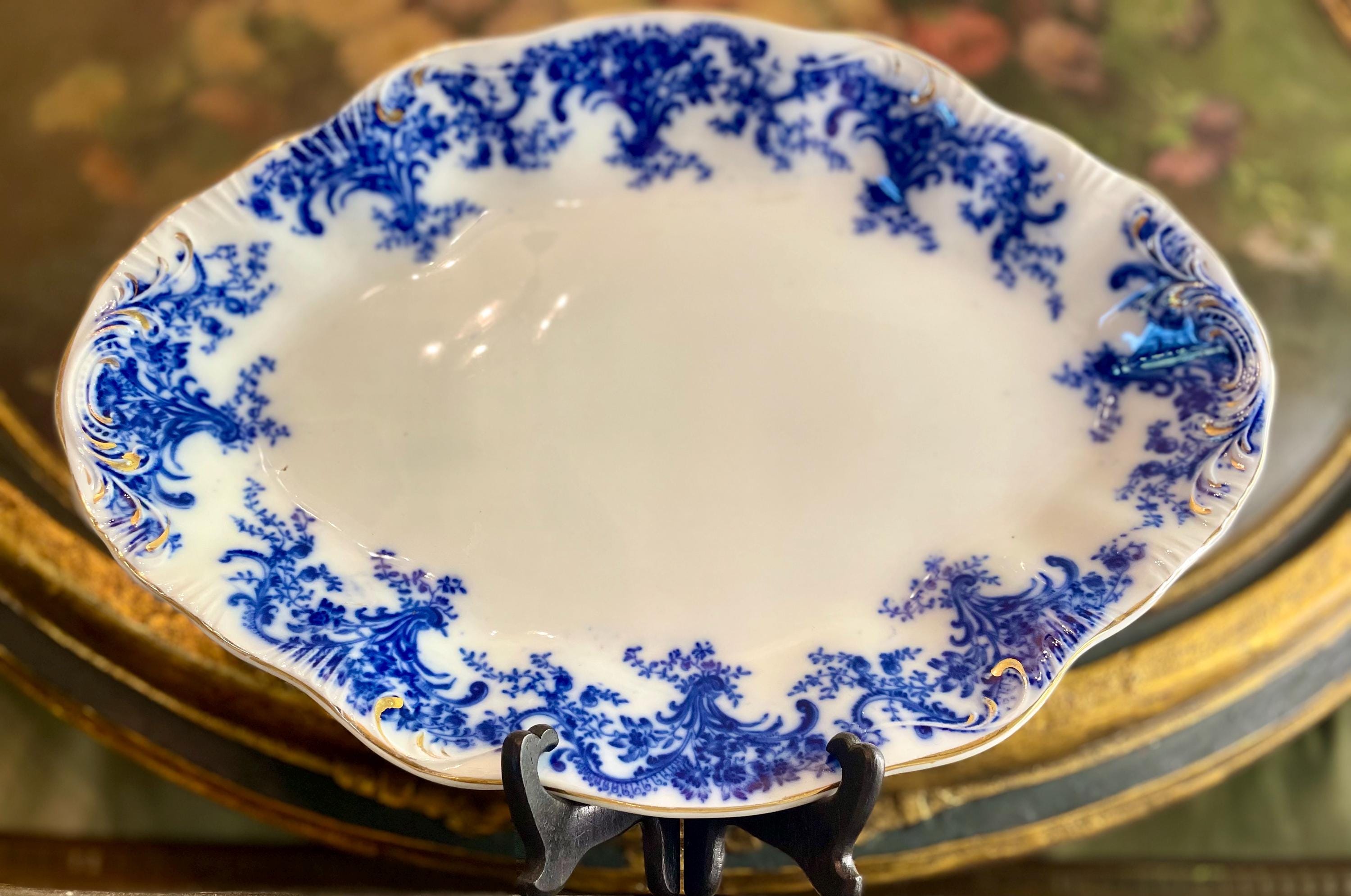 Antique Ceramic Flow Blue W. H. Grindley & Co. Platters