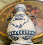 European  Blue & White Urn-Style Vase with Double Handles