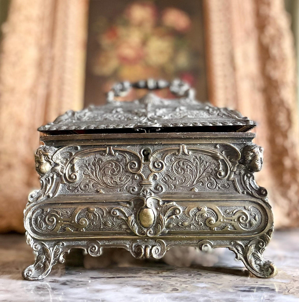 Antique Silver Plated Jewelry Box