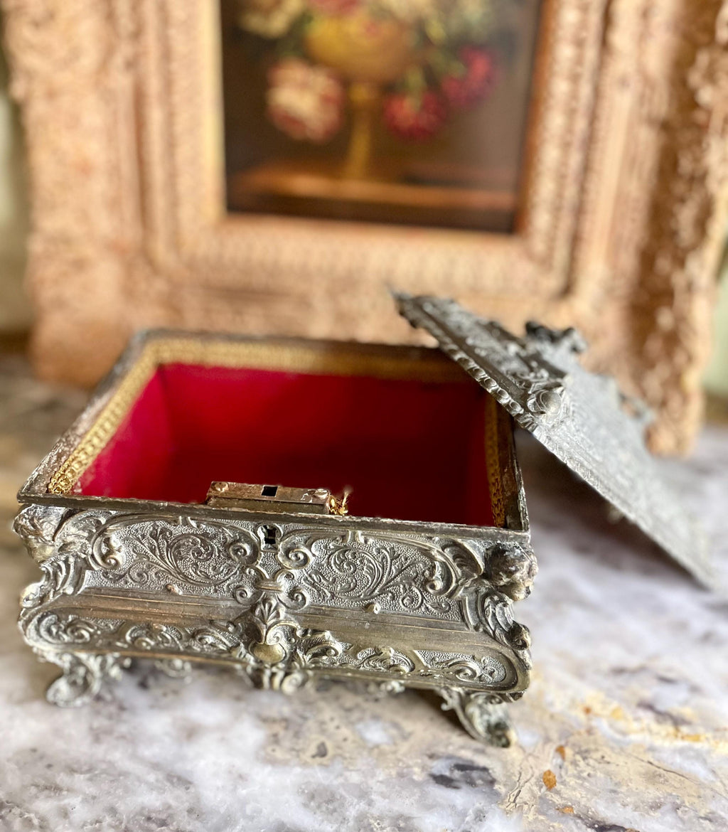Antique Silver Plated Jewelry Box