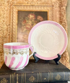 Vintage German Pink Lusterware Cup & Saucer with Gold Gilt Detailing