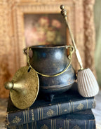 Antique Cast Iron Fire Starter with Brass Lid & Wand