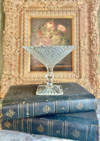 Vintage Anchor Hocking “Miss America” Pressed Glass Compote with Diamond Point Pattern