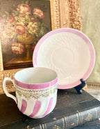 Vintage German Pink Lusterware Cup & Saucer with Gold Gilt Detailing