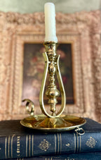 Antique Brass Gimbal Candle Holder with Handle