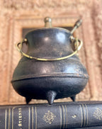 Antique Cast Iron Fire Starter with Brass Lid & Wand