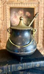 Antique Cast Iron Fire Starter with Brass Lid & Wand