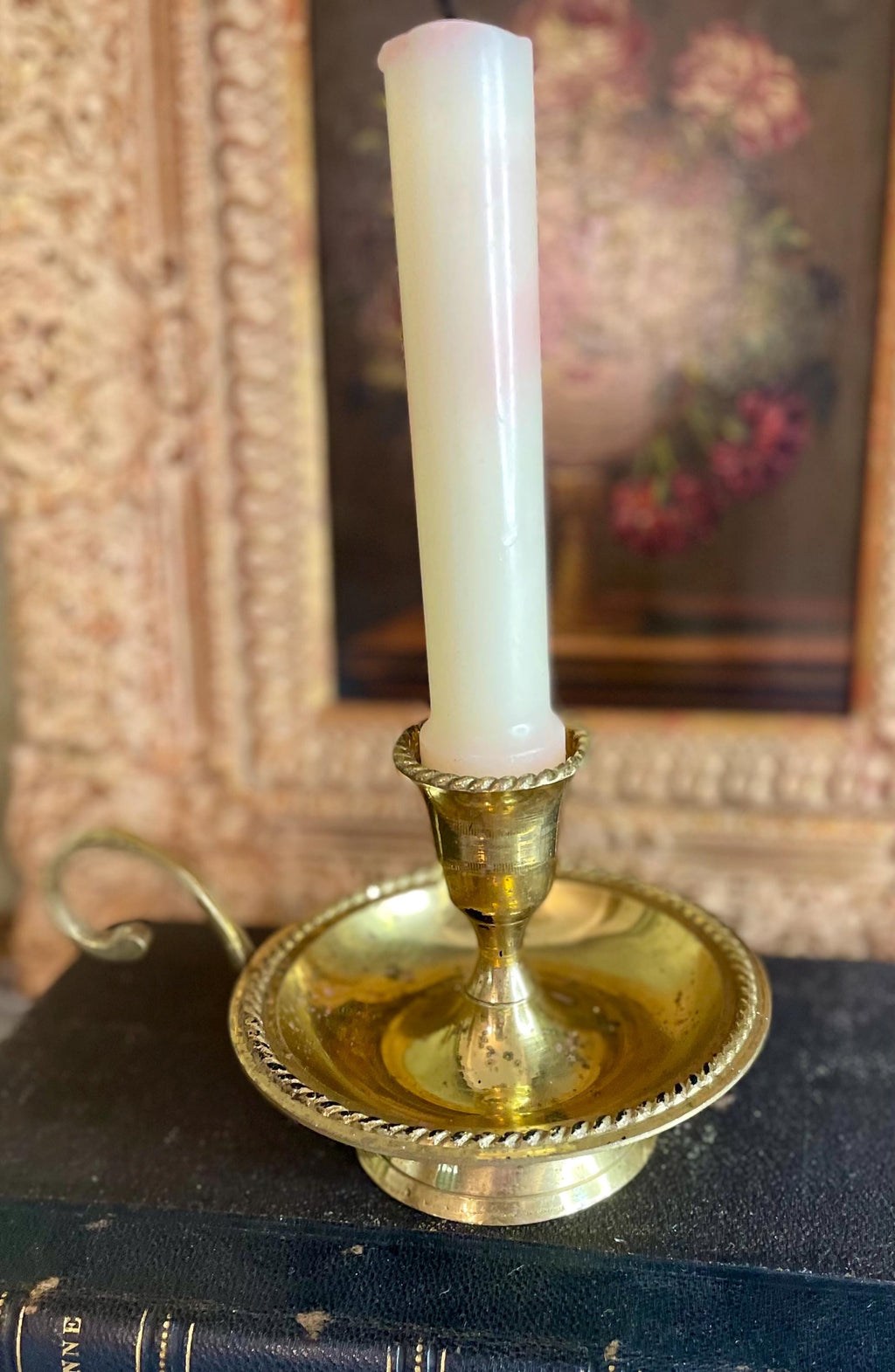 Antique Brass Chamberstick Candle Holder
