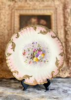 Antique Limoges Hand-Painted Porcelain Plate with Floral Bouquet & Gilded Trim