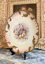 Antique Limoges Hand-Painted Porcelain Plate with Floral Bouquet & Gilded Trim