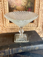 Vintage Anchor Hocking “Miss America” Pressed Glass Compote with Diamond Point Pattern