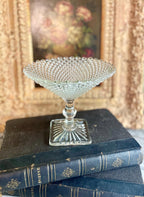 Vintage Anchor Hocking “Miss America” Pressed Glass Compote with Diamond Point Pattern